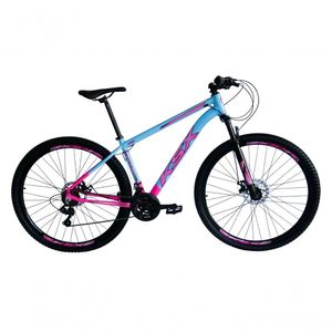 Bicicleta Aro 29 Ksx Sd7 21v Cabos Internos Alumínio Freios A Disco Garfo Suspensão Rosa Azul Tamanho 17
