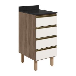 Balcao Com Tampo 4 Gavetas 40 Cm Mdf 16410 Carvalho Toq Off White Cetim Nicioli