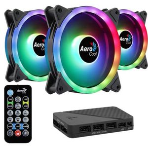 Kit Com 3 Coolers Aerocool Duo 12 Pro Argb + Hub + Controle [f002]