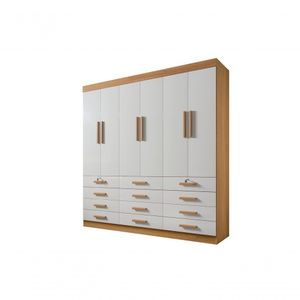 Guarda Roupa Casal 6 Portas 12 Gavetas Sem Pés Mônaco Plus D' Doro Cinamomo/off White