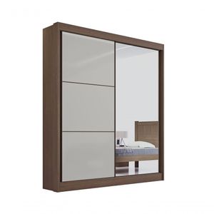 Guarda Roupa Casal Athenas 2 Portas 3 Gavetas Com Espelho Sem Pés - D' Doro Castanho/off White