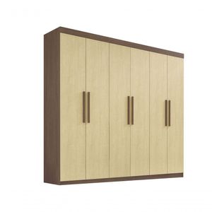 Guarda Roupa Casal 6 Portas Leblon Com Pés D' Doro Castanho/linho