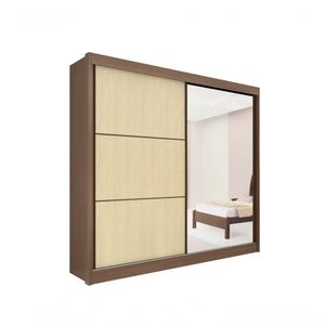 Guarda Roupa Titanium 2 Portas 6 Gavetas Com Espelho Com Pés D' Doro Castanho/linho