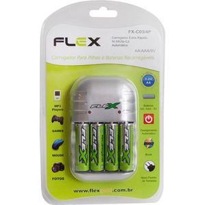 Carregador De Pilhas Aa/aaa/9v Fxc03-4p Flex [f002]