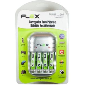 Carregador De Pilhas Aa/aaa/9v Fxc03aaa Bivolt Flex [f002]