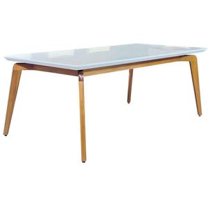 Mesa De Jantar Jade Off White Com Pés Em Madeira 1,80 M