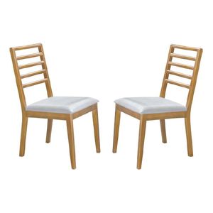 Conjunto 2 Cadeiras De Jantar Valença Veludo Off White Com Pés Em Madeira