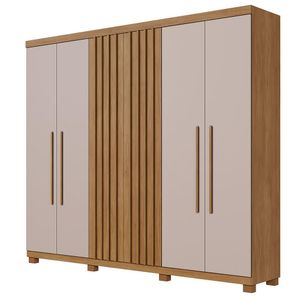 Guarda Roupa Ripado 6 Portas 3 Gavetas Milano Benetil Cinamomo Off White