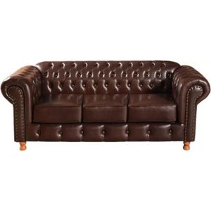 Sofá Chesterfield Luís Xv 3 Lugares Vintage Retrô Capitonê Couro Marrom