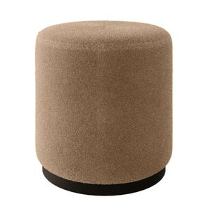 Puff Decorativo Estofado Estilo Industrial Alasca Bouclé Bege