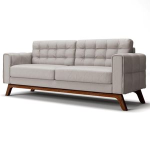 Sofá 210 Cm 3 Lugares Sandero C-309 Veludo Bege Claro - Domi