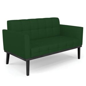 Sofá Namoradeira Base Madeira Preto Ana Veludo Luxo Verde - Ibiza