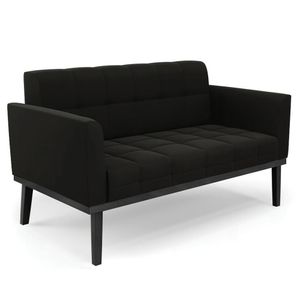 Sofá Namoradeira Base Madeira Preto Ana Suede Preto - Ibiza