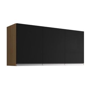 Armário De Cozinha Aéreo 120cm 3 Portas Andréia Amêndoa/preto - Ajl Móveis