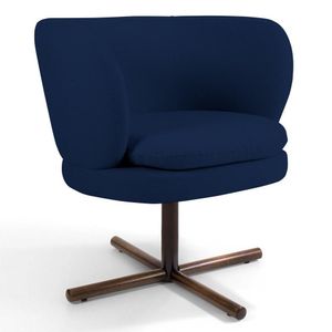 Poltrona Decorativa Sala De Estar Melissa Base Xis Giratória Veludo C-304 Azul Marinho - Domi