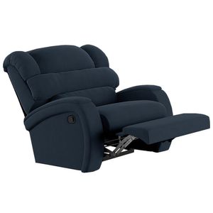 Poltrona Do Papai Reclinável Kalie Manual Gatilho Fh9 Veludo Azul - Mpozenato