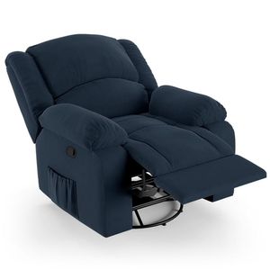 Poltrona Do Papai Reclinável Pietra Glider Giratória Fh9 Veludo Azul - Mpozenato