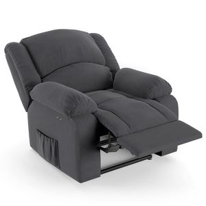 Poltrona Do Papai Reclinável Pietra Power Touch Massagem Fh9 Veludo Cinza - Mpozenato