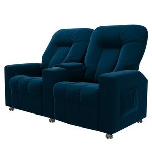 Poltrona Reclinável Para Cinema 2 Lugares Praddo Fh9 Veludo Azul Marinho - Mpozenato