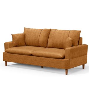 Sofá 2 Lugares 160cm Living Pés De Madeira Veras D05 Sintético Whisky - Mpozenato