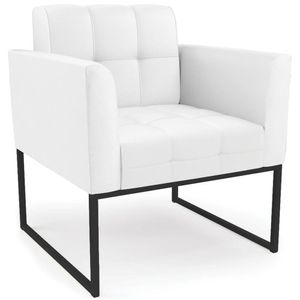 Poltrona Decorativa Base Industrial Preto Ana Sintético Branco - Ibiza