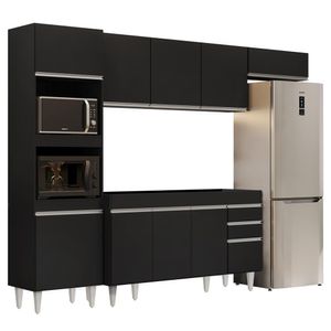 Armário De Cozinha Modulada 4 Peças Cp10 Balcão Preto - Lumil