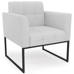 Poltrona Decorativa Base Industrial Preto Ana Linho Cinza - Ibiza