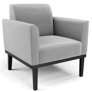 Poltrona Decorativa Base Madeira Preto Maressa Suede Cinza - Ibiza