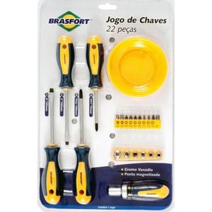 Kit De Chaves Fenda-phillips Com 22 Peças Brasfort