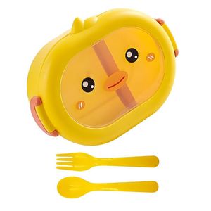 Marmita Infantil C/ Talher E Divisória Removível 19,5x7,5cm Patinho