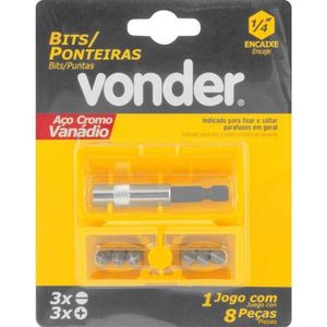 Adaptador Com Bits-ponteiras Sextavadas 1-4 8 Peças - Vonder