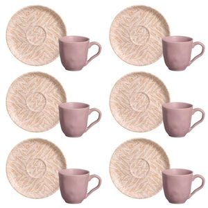 Conj 6 Xícaras E Pires Para Café Porto Brasil Bio Luar Cinza