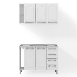 Cozinha Modulada Itatiaia Diamante Com 5 Portas E 4 Gavetas Branco