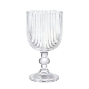 Taça De Vidro Transparente Canelada 380ml Em Casa Tem
