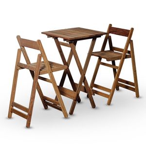 Conjunto De Mesa Bistrô E 02 Cadeiras Em Madeira Nobre Sem Pintura