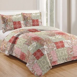 Kit Cobre Leito Colcha Daily Queen 3 Peças Dupla Face Estampado - Patchwork 47 - 100% Poliéster