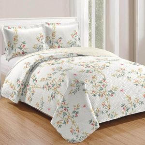 Kit Cobre Leito Colcha Daily King 3 Peças Dupla Face Estampado - Floral 20 - 100% Poliéster