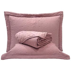 Kit Cobre Leito Colcha Craft Queen 3 Peças Percal 300 Fios Dupla Face Texturizado - Malva