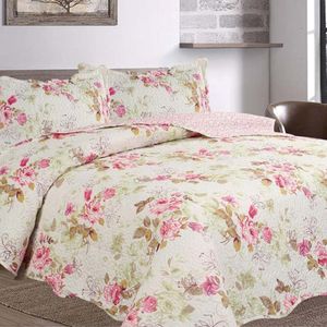 Kit Cobre Leito Colcha Daily King 3 Peças Dupla Face Estampado - Floral 39 - 100% Poliéster