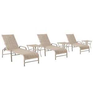 3 Espreguiçadeiras Catar 3 Mesas Garden Corda Náutica Trama Rami