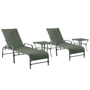2 Espreguiçadeiras Catar 2 Mesas Garden Corda Náutica Trama Verde