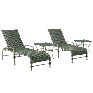 2 Espreguiçadeiras Catar 2 Mesas Garden Corda Náutica Trama Verde
