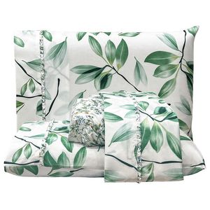 Jogo De Lençol Lislie Queen 4 Peças Micropercal 300 Fios Estampado Floral - Verde - 100% Poliéster