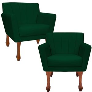 Kit Poltronas Decorativa Clinicas Iza Retro Dritex suede Verde