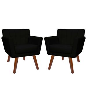 Kit 02 Poltronas Decorativa Clinicas Iza Dritex sintetico Preto