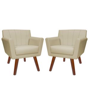 Kit 02 Poltronas Decorativa Clinicas Iza Dritex suede Bege