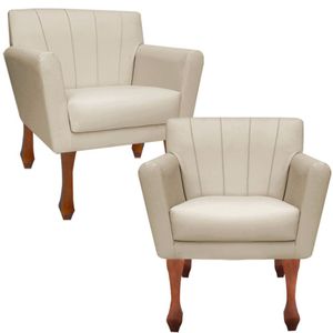 Kit Poltronas Decorativa Clinicas Iza Retro Dritex suede Bege