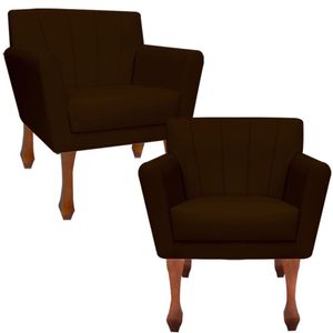 Kit Poltronas Decorativa Clinicas Iza Retro Dritex sintetico Marrom