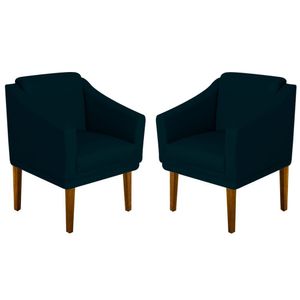 Kit 02 Poltrona Decorativa Gran Diego Dritex suede Azul
