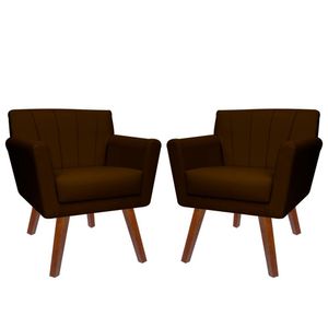 Kit 02 Poltronas Decorativa Clinicas Iza Dritex sintetico Marrom